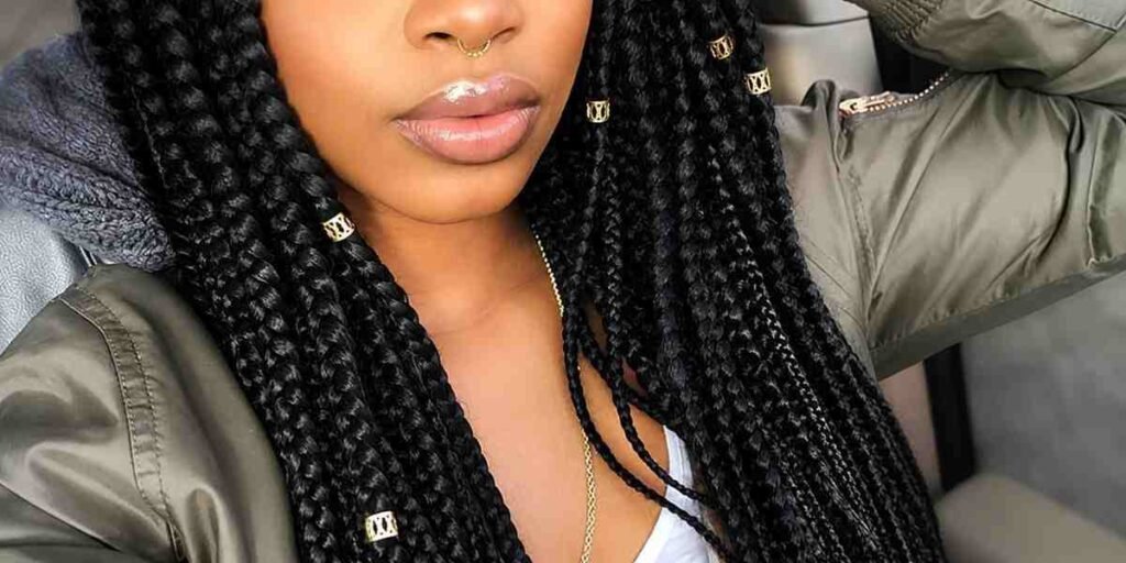 Box Braids with Beads and Cuffs Box Braids Styles