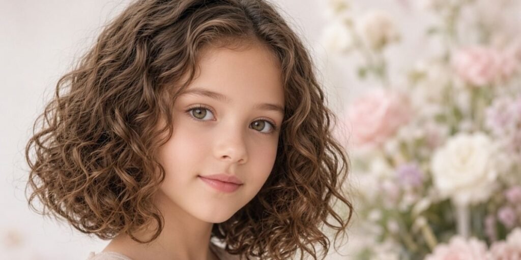 Curly Bob with Wispy Curls Little Girl Hairstyles 