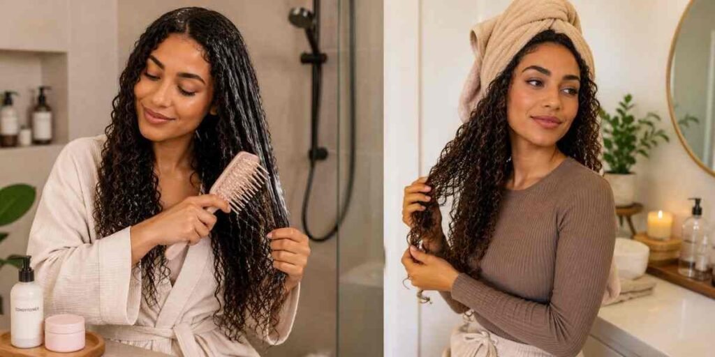 detangle-only-on-wet-conditioned-hair Curly Hair Styling Tips