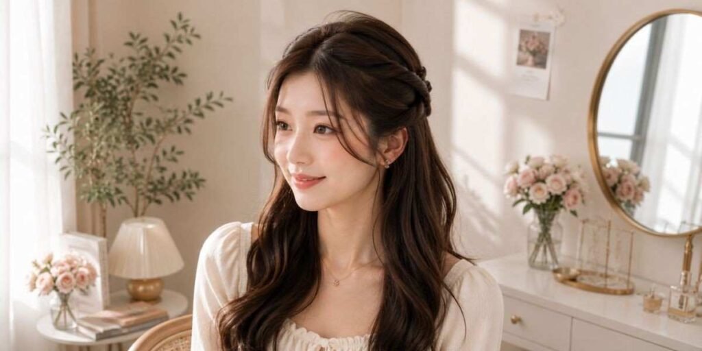 Double-Twisted Half-Up Easy 5-Minute Hairstyles