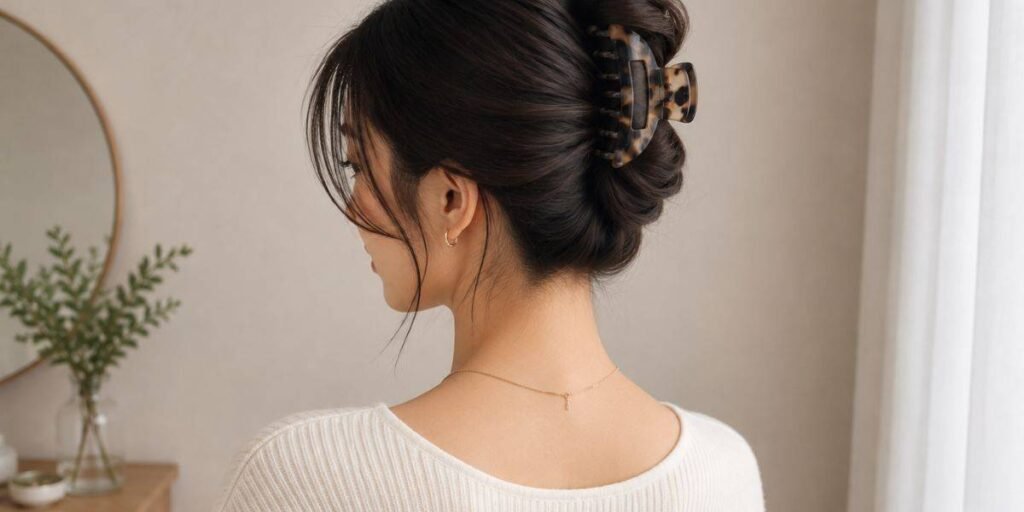 French Twist with a Claw Clip Easy 5-Minute Hairstyles