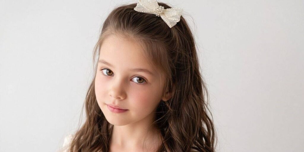 Half-Up Style with a Bow Clip Little Girl Hairstyles