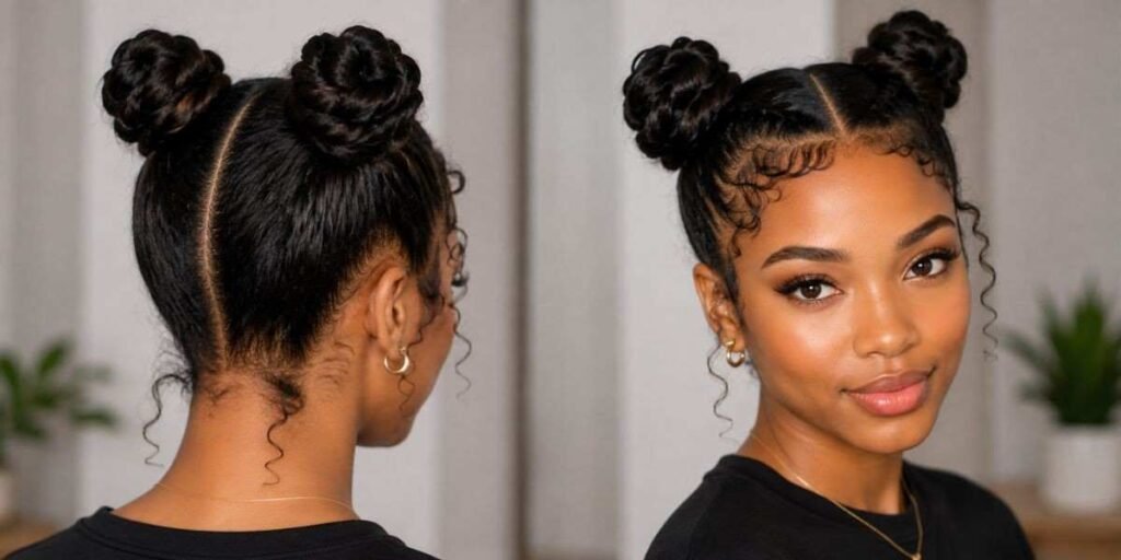 space-buns Gorgeous Natural Hairstyles