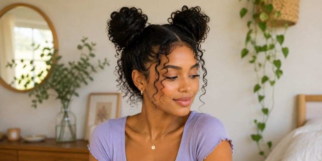 space-buns 4B Natural Hairstyles