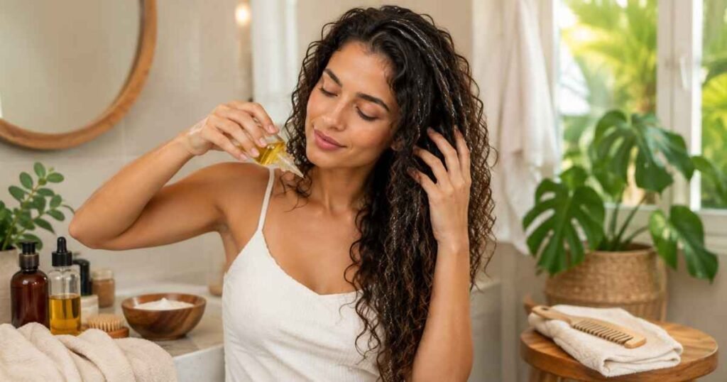 Curly Hair Routine start-with-a-pre-wash-treatment