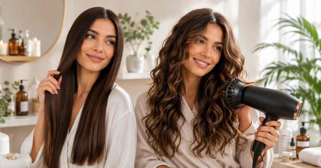 Type 2 Wavy Hair  the-scrunch-and-diffuse-method