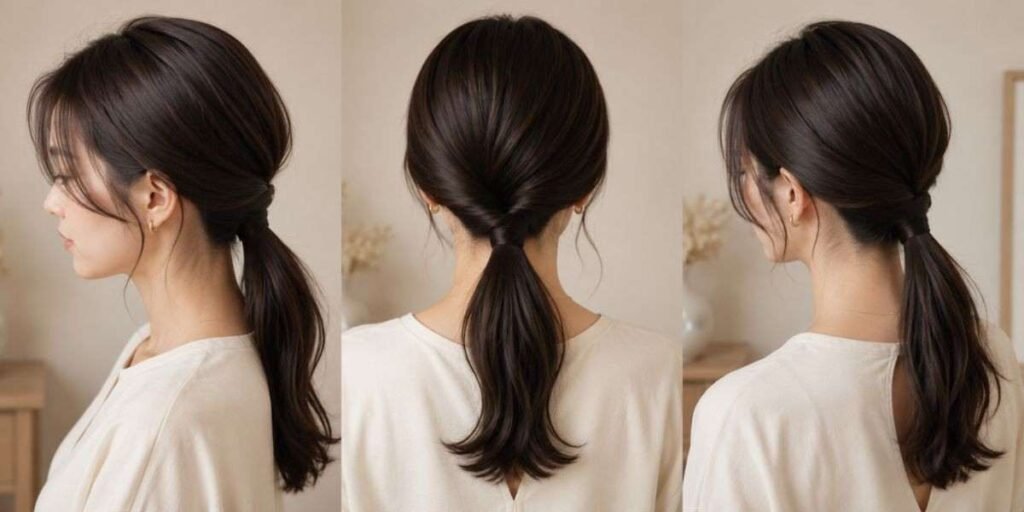 The Tucked-In Low Ponytail Easy 5-Minute Hairstyles