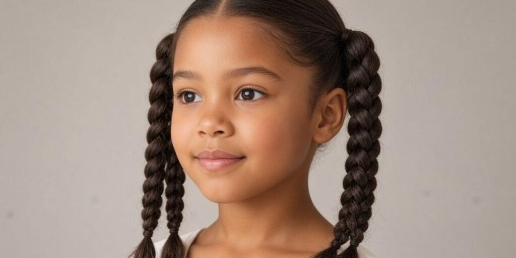 Two Braided Ponytails Kids Braided Hairstyles
