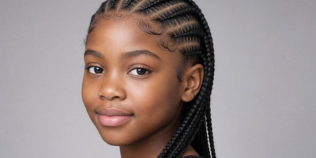 Zigzag Parting Cornrows Kids Braided Hairstyles